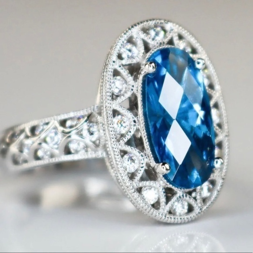 Tacori sterling silver Blue Spinel CZ ring - Picture 9 of 9